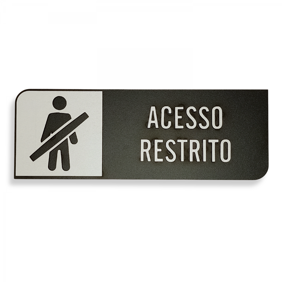 Placa de Sinalização Indicativa em MDF Efeito 3D - Acesso Restrito